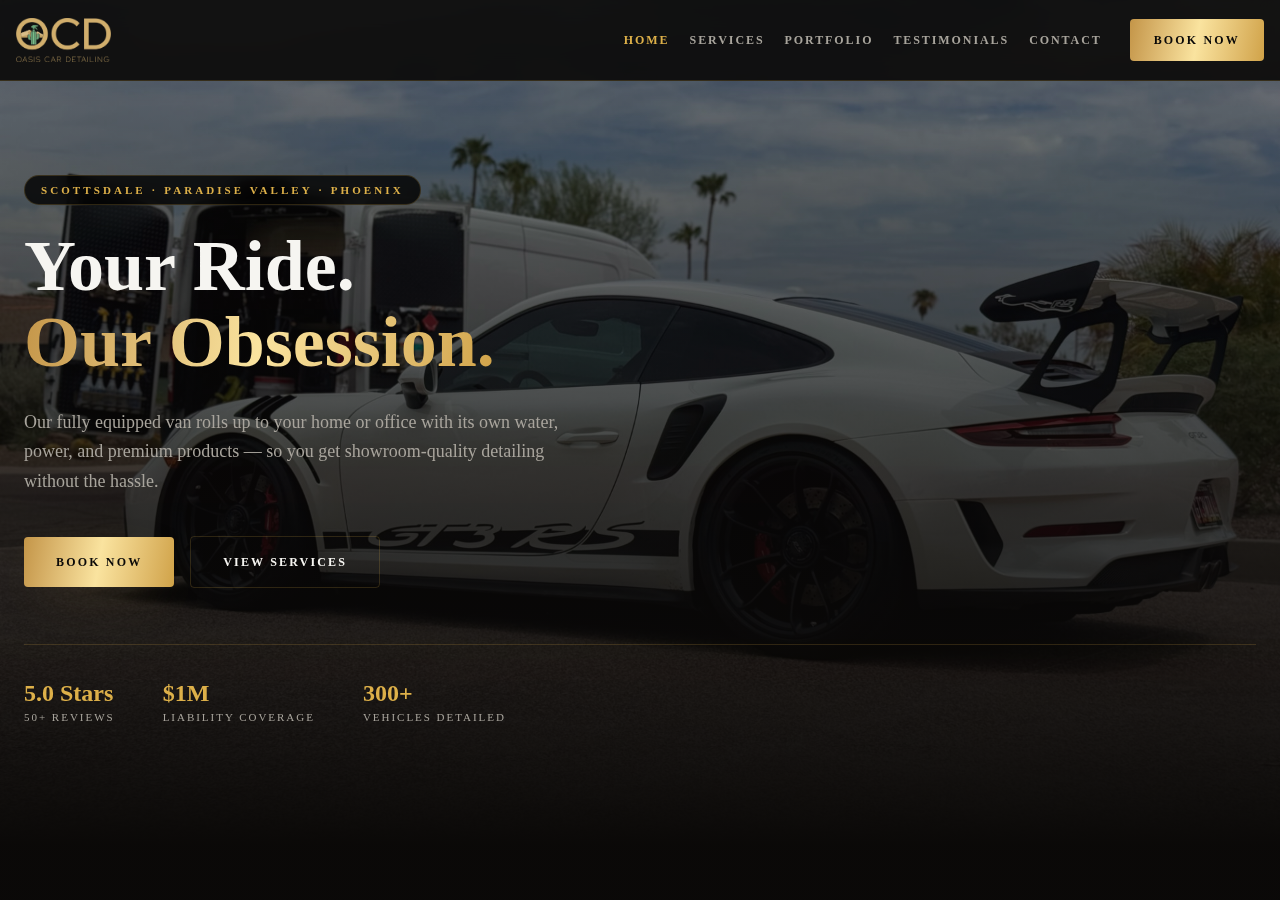 Oasis Car Detailing homepage hero